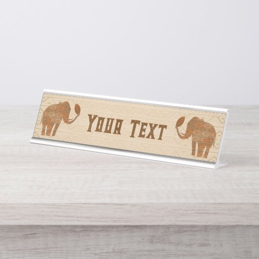 Elephant Tribal Kunstontwerp Bureau Naambordje (Voorkant)