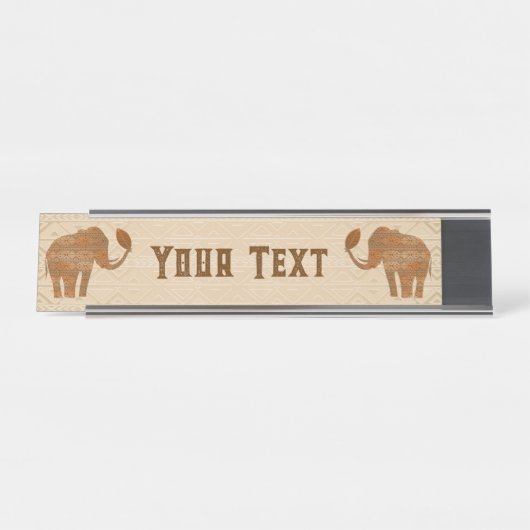 Elephant Tribal Kunstontwerp Bureau Naambordje (Voorkant)