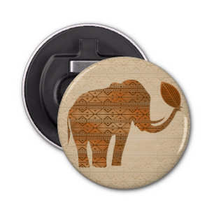 Elephant Tribal Kunstontwerp Button Flesopener