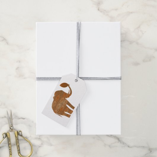 Elephant Tribal Kunstontwerp Cadeaulabel (Met Touw)