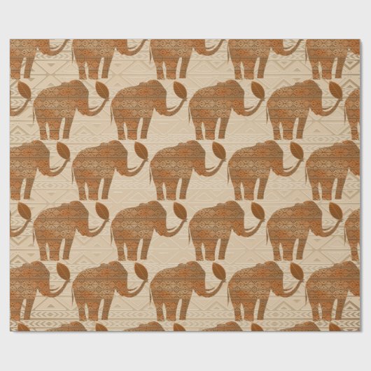 Elephant Tribal Kunstontwerp Cadeaupapier (Vlak)