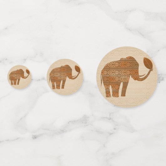 Elephant Tribal Kunstontwerp Confetti (Achterkanten)
