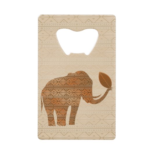 Elephant Tribal Kunstontwerp Creditkaart Flessenopener (Voorkant)