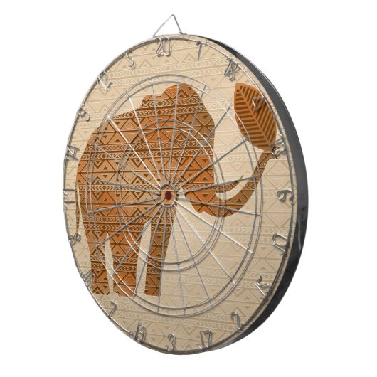 Elephant Tribal Kunstontwerp Dartbord (Voorkant Rechts)