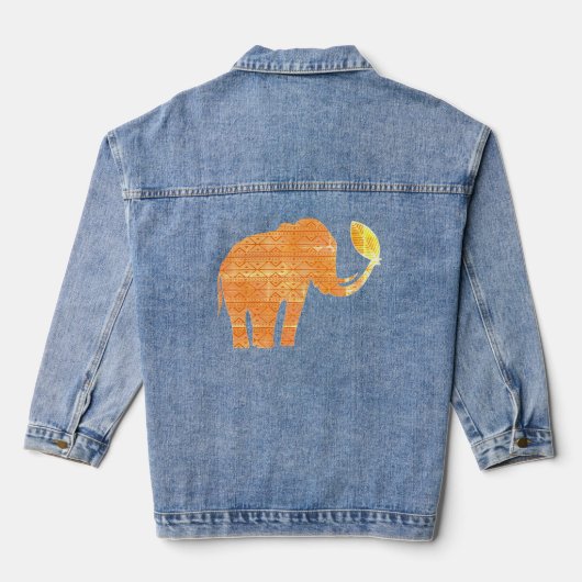 Elephant Tribal Kunstontwerp Denim Jacket (Achterkant)