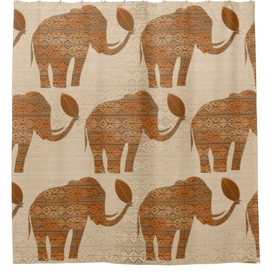 Elephant Tribal Kunstontwerp Douchegordijn (Voorkant)