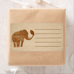 Elephant Tribal Kunstontwerp Etiket