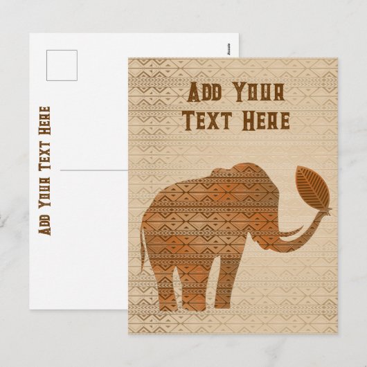 Elephant Tribal Kunstontwerp Feestdagenkaart (Voorkant / Achterkant)