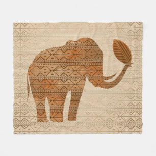 Elephant Tribal Kunstontwerp Fleece Deken