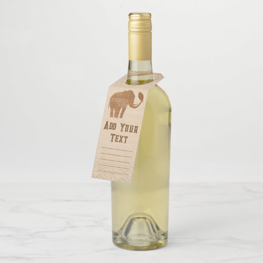 Elephant Tribal Kunstontwerp Flessenhanger (Schuin)