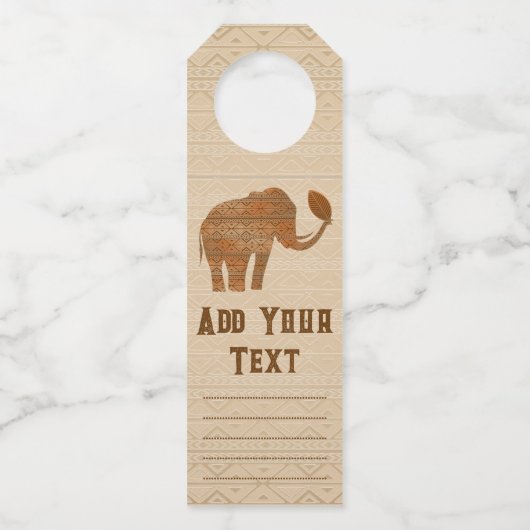 Elephant Tribal Kunstontwerp Flessenhanger (Achterkant)