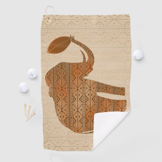Elephant Tribal Kunstontwerp Golfhanddoek (Insitu)
