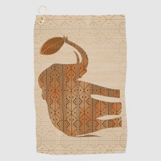 Elephant Tribal Kunstontwerp Golfhanddoek (Voorkant)
