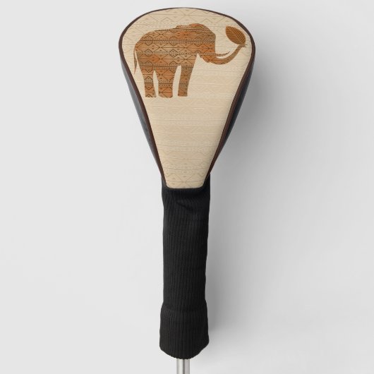 Elephant Tribal Kunstontwerp Golfheadcover (Voorkant)