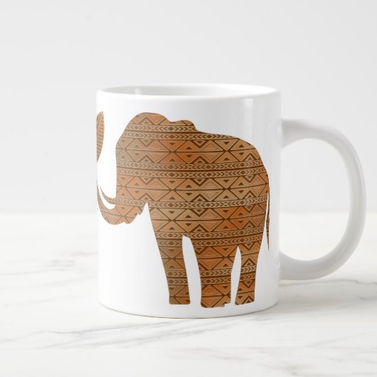 Elephant Tribal Kunstontwerp Grote Koffiekop (Rechts)