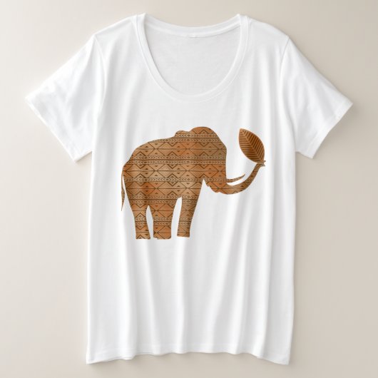 Elephant Tribal Kunstontwerp Grote Maat T-shirt (Design voorkant)