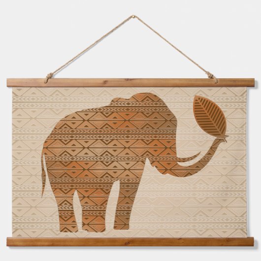 Elephant Tribal Kunstontwerp Hangend Wandkleed (Voorkant)