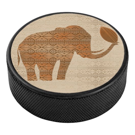 Elephant Tribal Kunstontwerp Hockey Puck (3/4)