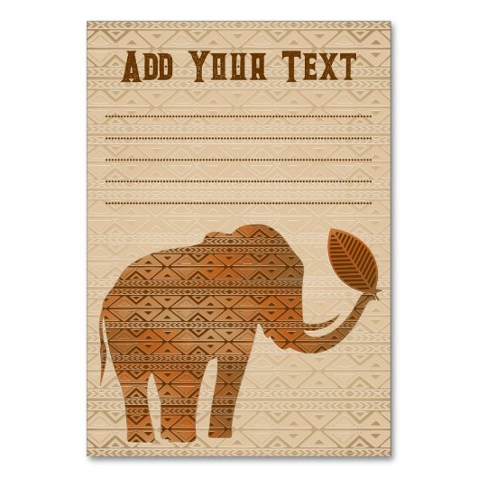 Elephant Tribal Kunstontwerp Kaart (Achterkant)