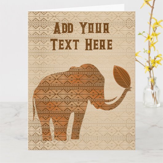Elephant Tribal Kunstontwerp Kaart (Gele Bloem)