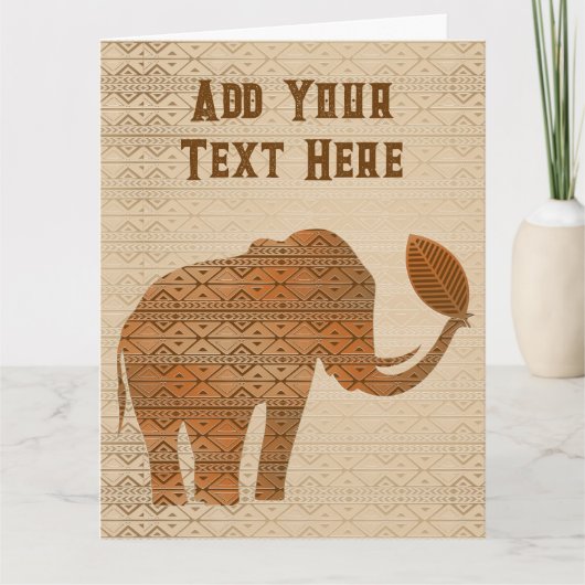 Elephant Tribal Kunstontwerp Kaart (Voorkant)