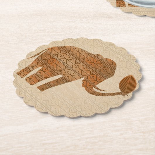 Elephant Tribal Kunstontwerp Kartonnen Onderzetters (Gekanteld)