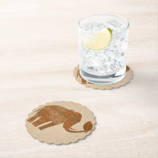 Elephant Tribal Kunstontwerp Kartonnen Onderzetters (Insitu)