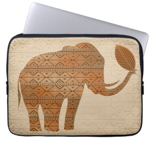 Elephant Tribal Kunstontwerp Laptop Sleeve