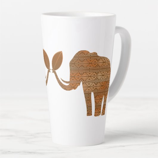 Elephant Tribal Kunstontwerp Latte Mok (Rechterhoek)