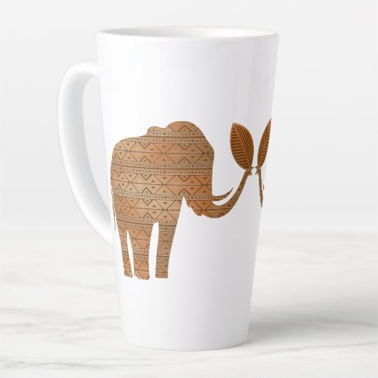 Elephant Tribal Kunstontwerp Latte Mok (Linkerhoek)