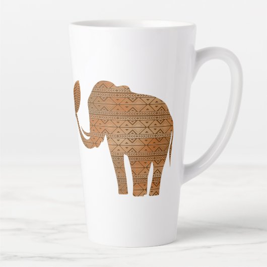 Elephant Tribal Kunstontwerp Latte Mok (Rechts)
