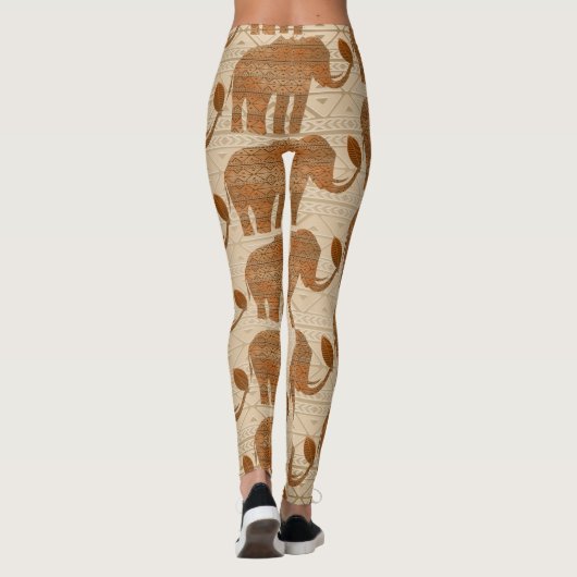 Elephant Tribal Kunstontwerp Leggings (Achterkant)