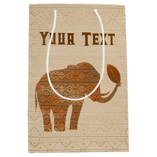 Elephant Tribal Kunstontwerp Medium Cadeauzakje (Voorkant)