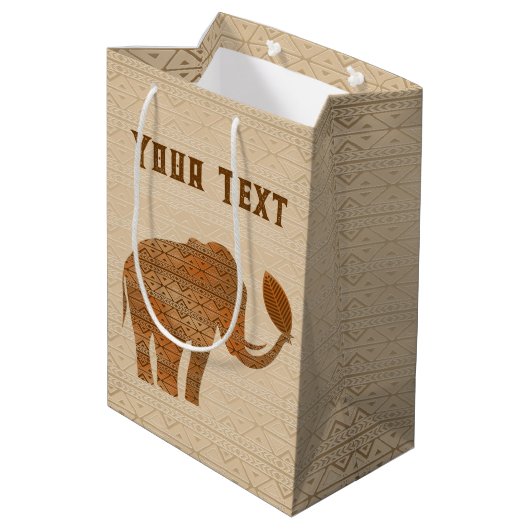 Elephant Tribal Kunstontwerp Medium Cadeauzakje (Achterkant Gekanteld)