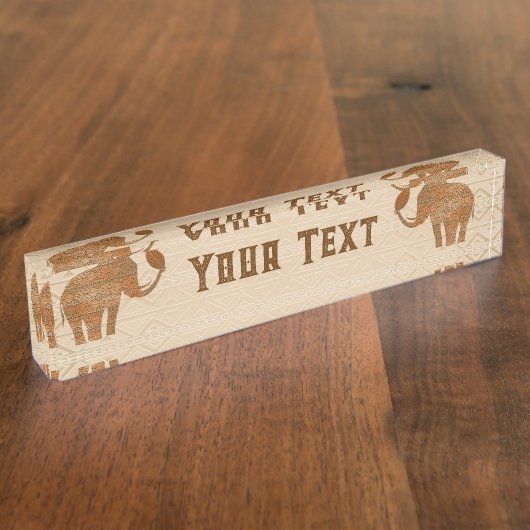 Elephant Tribal Kunstontwerp Naambordje (Zijkant)