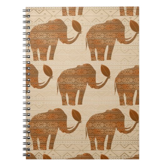 Elephant Tribal Kunstontwerp Notitieboek (Voorkant)