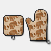 Elephant Tribal Kunstontwerp Ovenwant & Pannenlap Set (Voorkant)