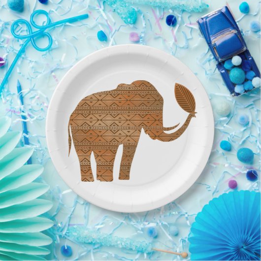 Elephant Tribal Kunstontwerp Papieren Bordje (Feest)