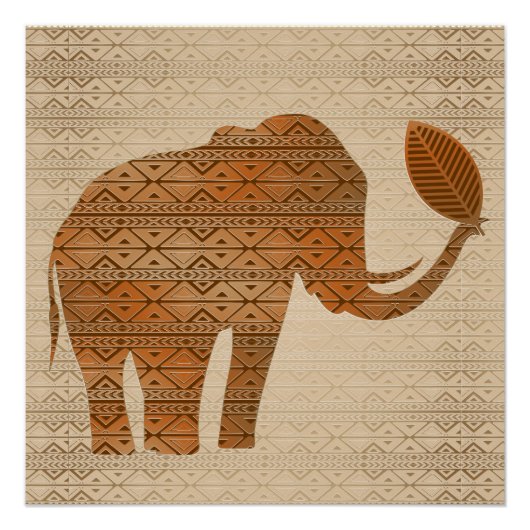 Elephant Tribal Kunstontwerp Perfect Poster (Voorkant)