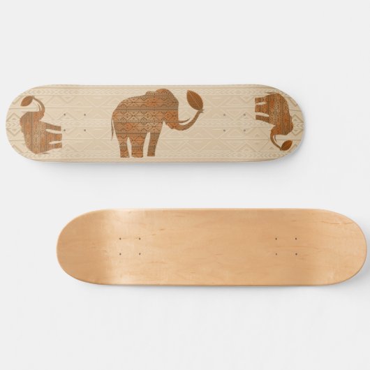 Elephant Tribal Kunstontwerp Persoonlijk Skateboard (Horizontaal)
