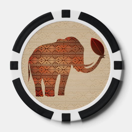 Elephant Tribal Kunstontwerp Poker Chips (Voorkant)