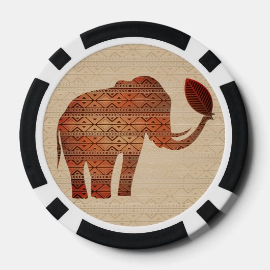 Elephant Tribal Kunstontwerp Poker Chips (Achterkant)