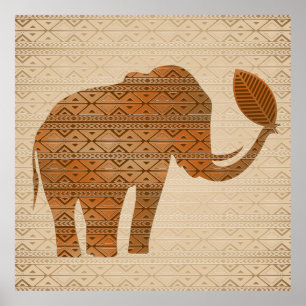 Elephant Tribal Kunstontwerp Poster