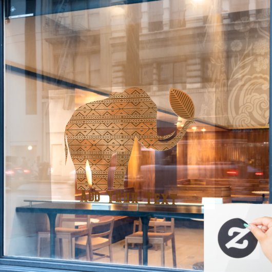 Elephant Tribal Kunstontwerp Raamsticker (Cafe Raam)