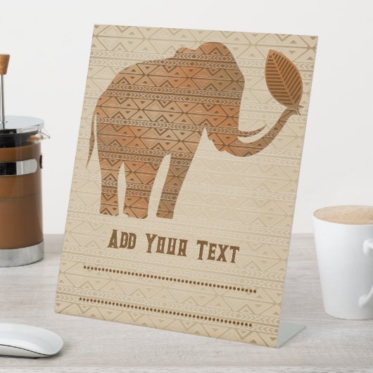 Elephant Tribal Kunstontwerp Reclamebord Met Voetstuk (Insitu)