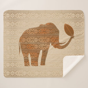 Elephant Tribal Kunstontwerp Sherpa Deken