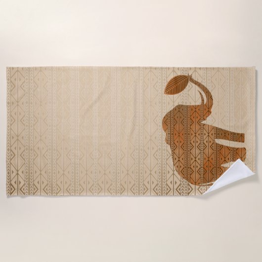 Elephant Tribal Kunstontwerp Strandlaken (Voorkant)