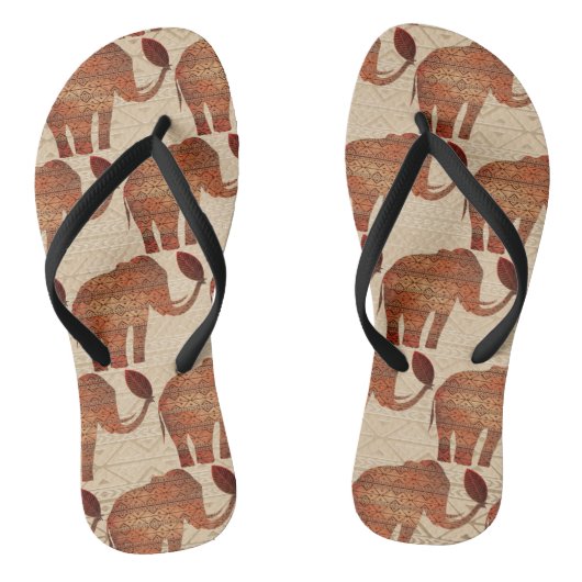 Elephant Tribal Kunstontwerp Teenslippers (Voetbed)