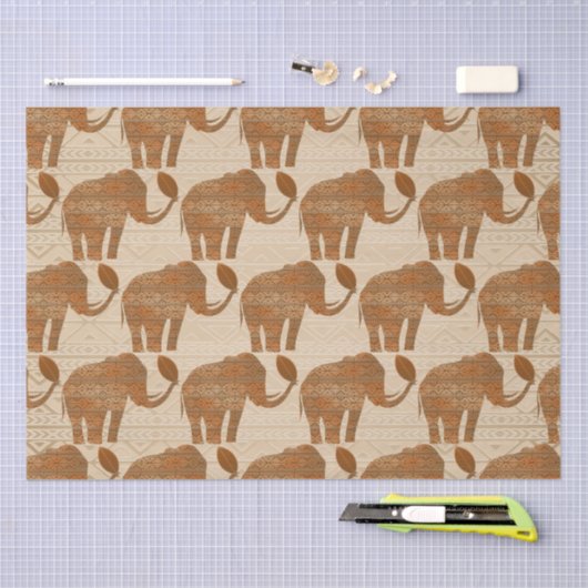 Elephant Tribal Kunstontwerp Tissuepapier (Craft)