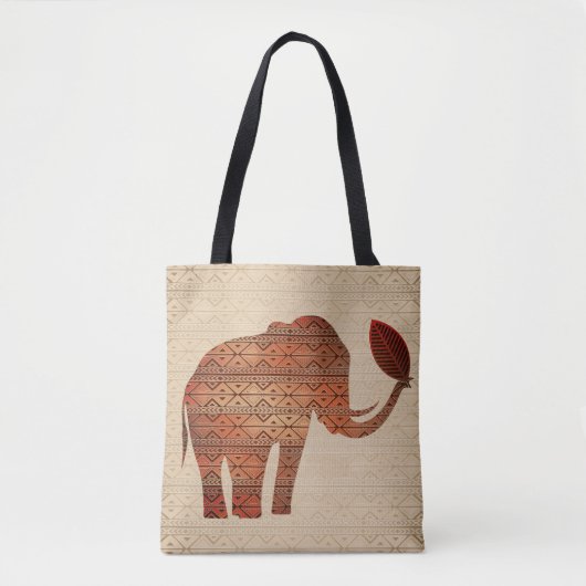 Elephant Tribal Kunstontwerp Tote Bag (Voorkant)